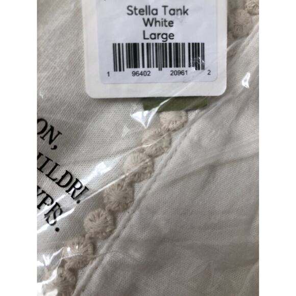 Marine Layer Stella Tank Top Lace Trim Square Neck Sleeveless Crop White NWT L - Picture 4 of 6